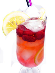 fruit red punch cocktail drink with raspberry