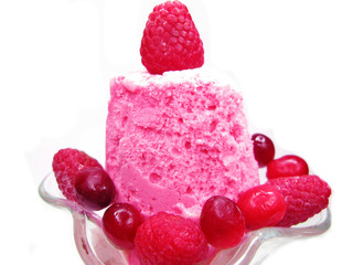 pink fruit ice-cream with spoon