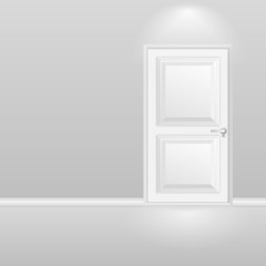 White door in gray wall