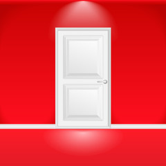White door in red wall
