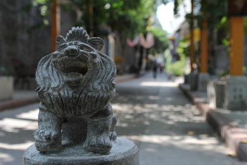 Feng-shui lion in a Chinese street
