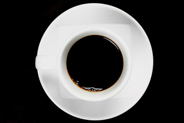 View top of black coffee cup