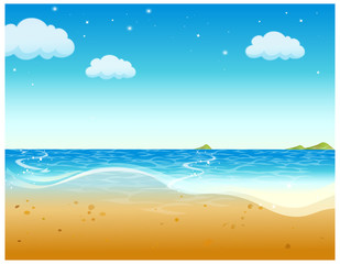 Fototapeta na wymiar A beautiful tropical beach with a blue sky