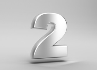 number 2 aluminum iron on grey background