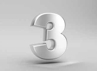 number 3 aluminum iron on grey background