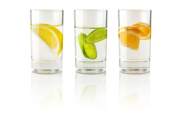 fruit in a glass of water