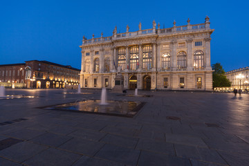 Fototapeta na wymiar Palazzo Madama w Tramonto, Torino, Piemonte (Włochy)
