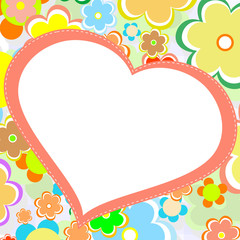 beautiful bright flower heart. vector card