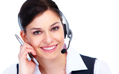 Young business woman with headset.