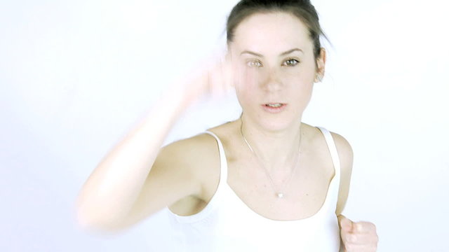 Girl boxing and punching