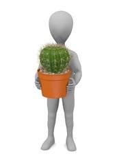 3d render of cartoon character with cactus