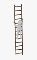 3d render of cartoon character on ladder