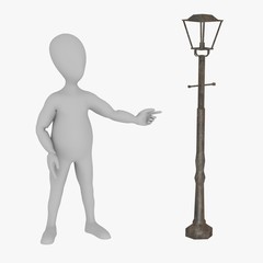 3d render of cartoon character with lamp