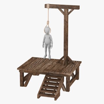 3d render of cartoon character with gallows