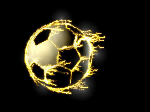 soccer ball with electric lightning
