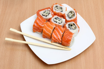 Sushi on plate