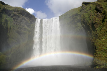 Skogafoss; Iceland; waterfall with a rainbow