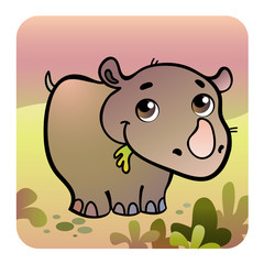 Friendly rhino in savanna