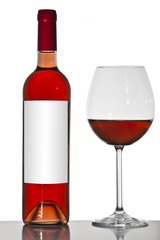 Wine bottle and glass