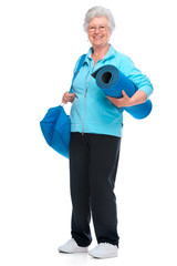 Attractive senior woman at health club,