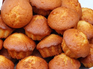 Pile of yellow fresh sweet tasty cakes