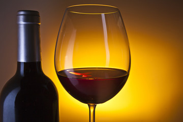 Glass and bottle of wine