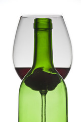 Wine bottle and glass
