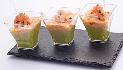 trio de verrines aux crustacés