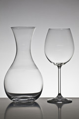 Wine decanter and glass