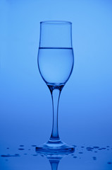 Transparent wine glass filled with water