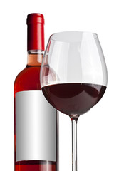 Wine bottle and glass