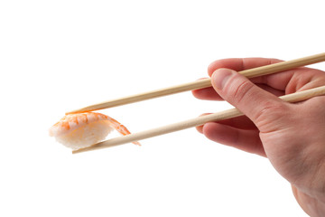 Sushi with chopsticks