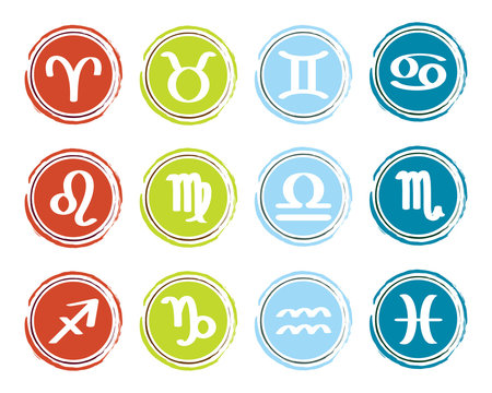horoscope zodiac signs, set of icons, vector illustration