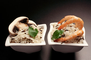 Riso long wild con funghi e mazzancolle