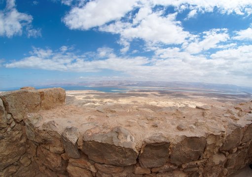 Desert landscape near the Dead Sea from Masada fortress