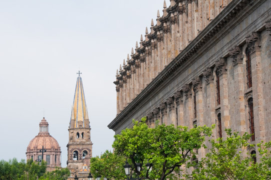 Guadalajara cathedral and Degollado Theater, Jalisco (Mexico)