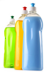 Detergent bottles isolated on white