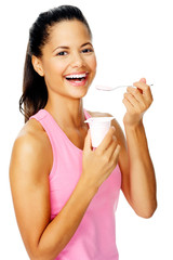 Obraz na płótnie Canvas zdrowa kobieta jogurt