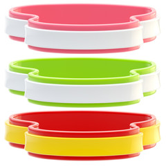 Set of three glossy coat tapes isolated