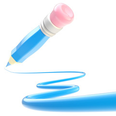 Pencil with the color trace path isolated