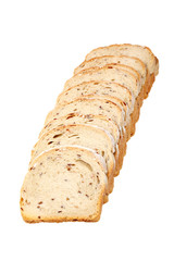 Sliced loaf of spelled bread with clipping path.
