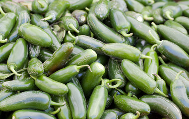 Pile of Jalapeno Peppers for sale at a farmers market