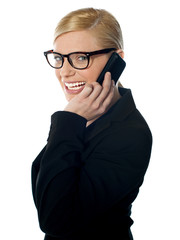 Female manager attending phone call