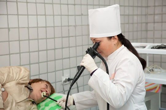 Doctor And Patient During Endoscopy