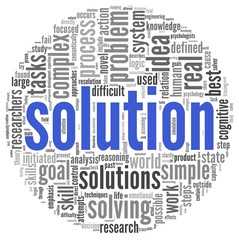 Solution in word tag cloud on white