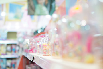 Shelves with toys in mall