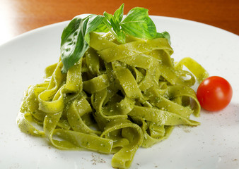 Tagliatelle pasta with pesto