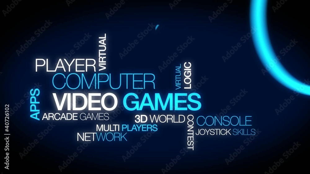 Wall mural video games tag cloud computer electronic game console animation
