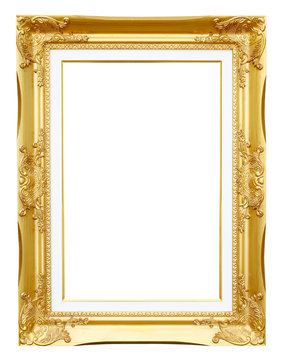 golden frame picture on white background