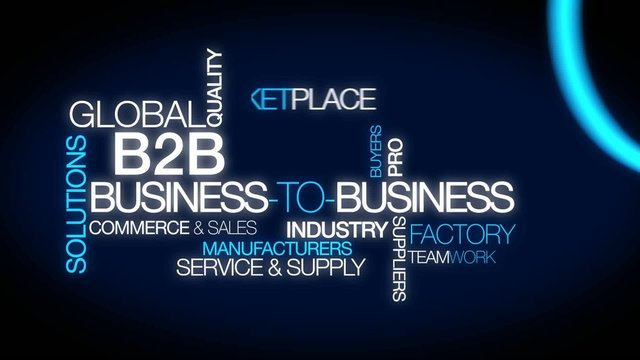B2B Business-to-business corporate commerce tag cloud video
